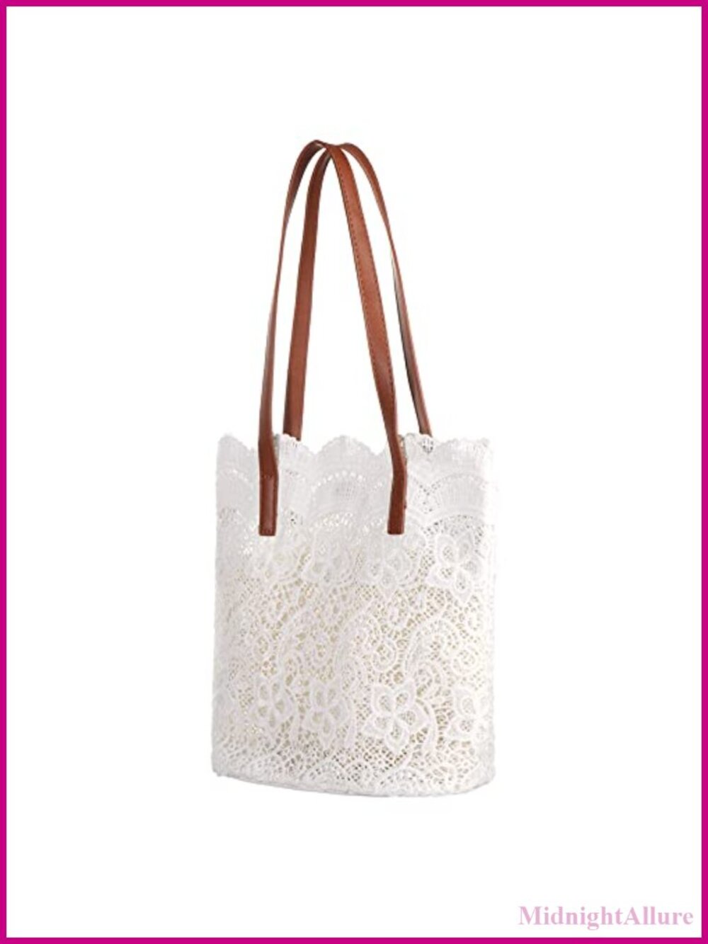 Lace Shoulder Bag Foldable Beach Purse Big Capacity Polyester Crossbody Travel